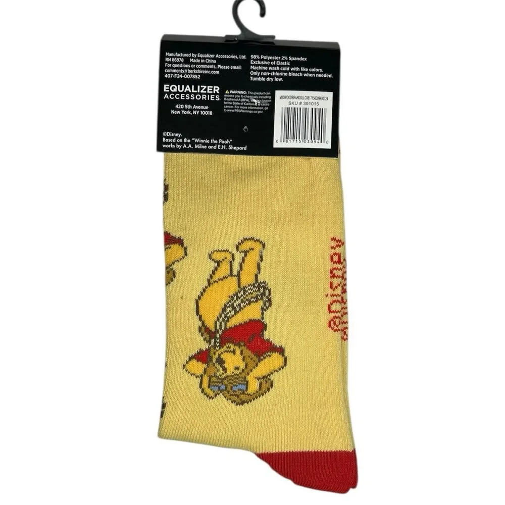 1x Disney Winnie the Pooh Novelty Crew Socks Adult Set Size 9-13